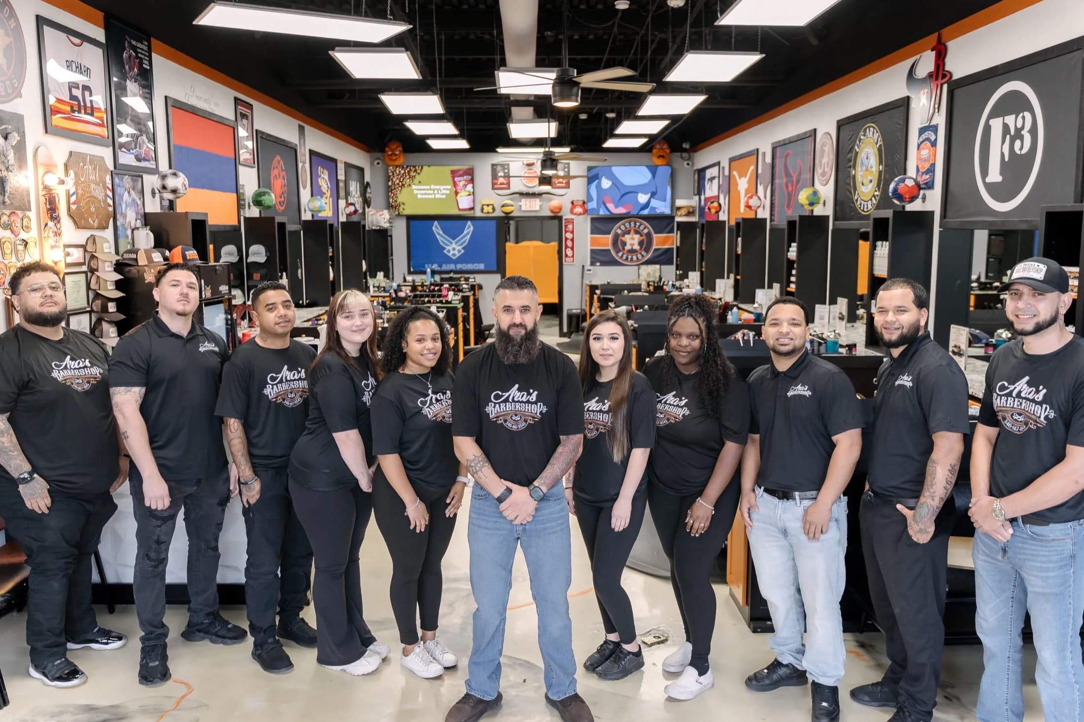 The Aras Barbershop team on the floor
